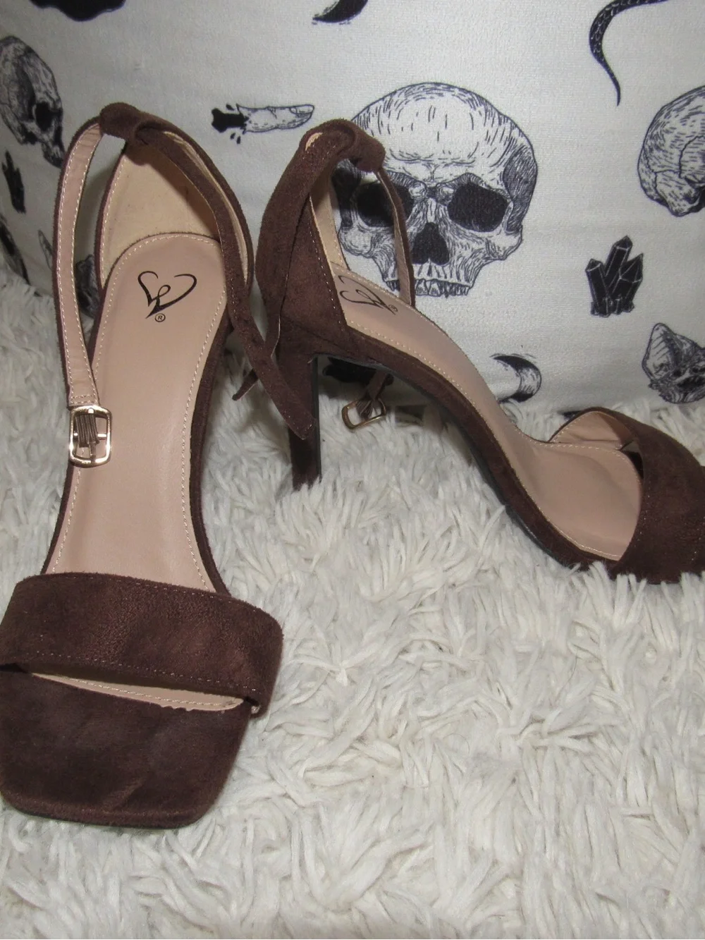 Windsor Brown Suede Open-Toe Ankle Strap Heels